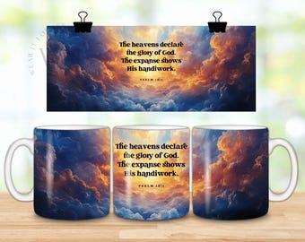 Psalm 19 Mug Wrap: Christian Cloud Design (11oz & 15oz) (PNG)