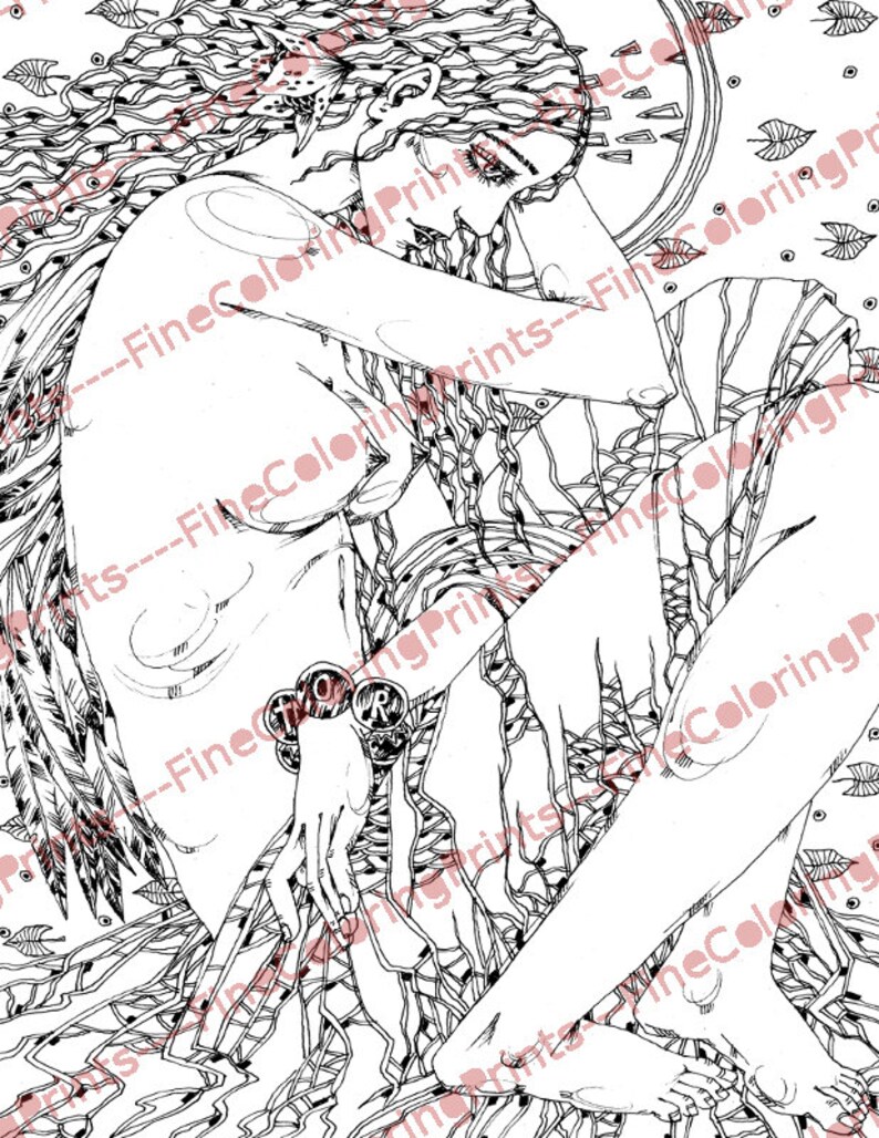Digital SET 4 coloring pages Woman/'s beauty for adults Adult coloring sheets. Instant Digital JPEGs Download