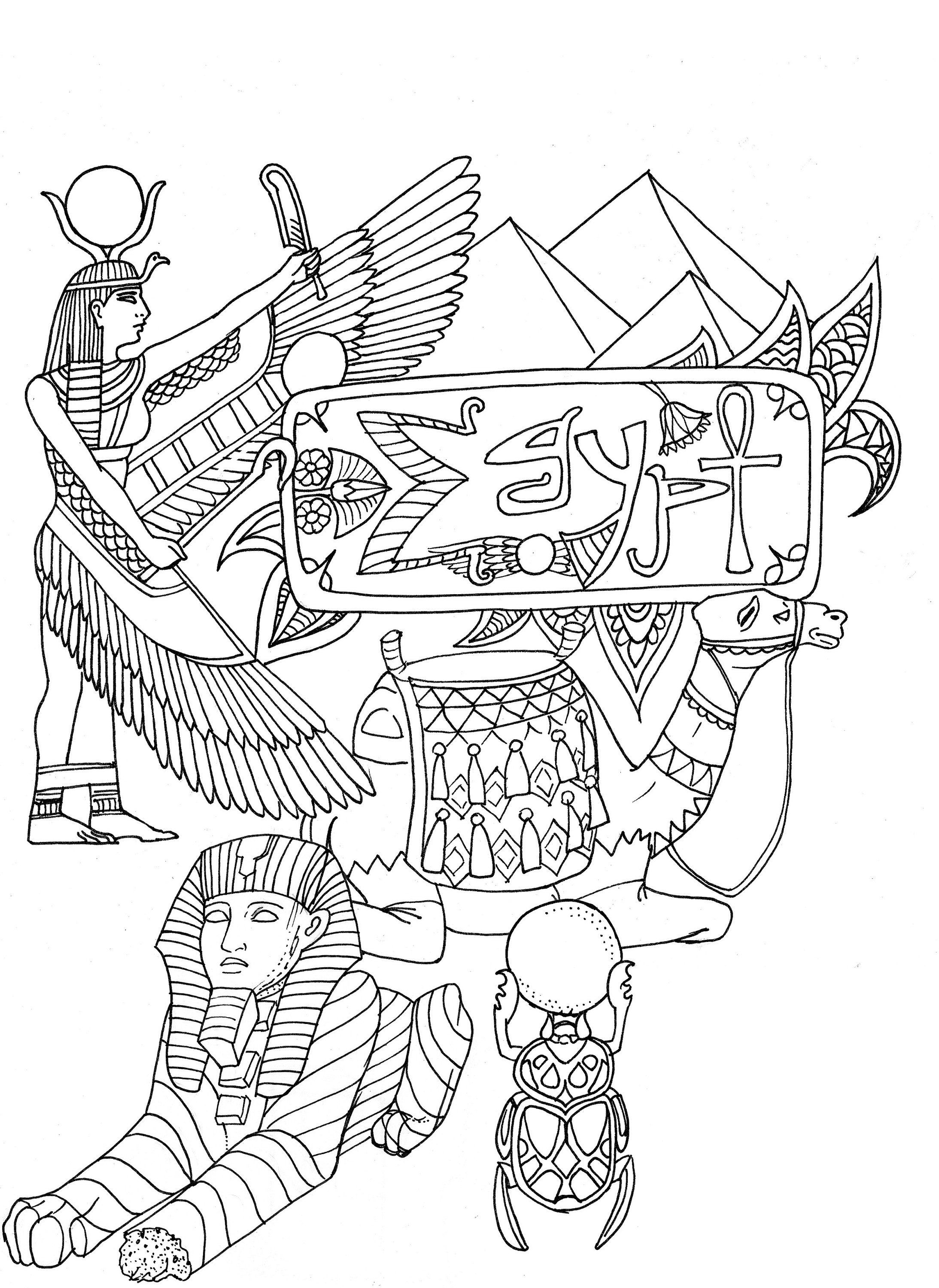 Digital coloring page Egypt for adults. Instant Digital JPEG | Etsy