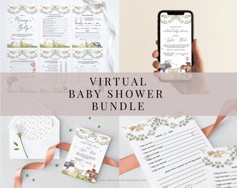 13 Virtual Shower Games Bundle |  Virtual Baby Shower Games | Virtual Baby Shower | Woodland Baby Shower Games | Baby Shower Games Virtual