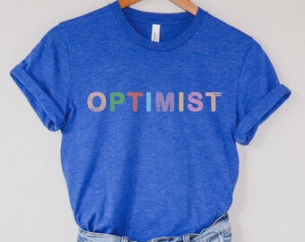 Retro Optimist Tee, Vintage Graphic Tees, Positieve Shirts voor vrouwen, Happy T Shirt, Motiverende T Shirts Vrouwen, Kies Happy, Retro Tees
