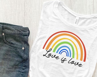 Love is Love Tank Top, LGBQT Pride Shirt, Gay Pride Shirt, Pride Shirt Women, LGBT Shirt, Pride Tank, Vintage Pride Shirt, Bi Pride Shirt,