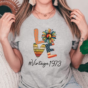 50e verjaardag cadeau, 1973 vintage verjaardag, 1973 tshirt, 1973 vintage T-shirt, 50e verjaardag, 1973 shirt, 50e verjaardag shirt voor vrouwen
