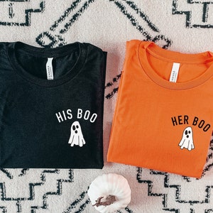 His Boo Her Boo Matching Halloween T Shirts, Couples Halloween T Shirts, His and Hers Halloween Shirt, Cute Halloween T Shirts, Spooky Tees
