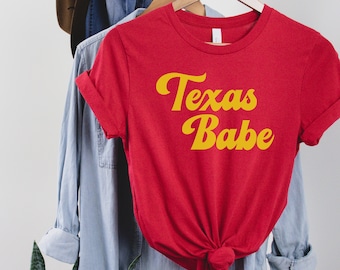 Texas Babe, Lindas Camisas Texas para Mujeres, Camiseta Mujer Texas, Camiseta Orgullo Texas Mujeres, Regalo Para Mujeres Amante De Texas