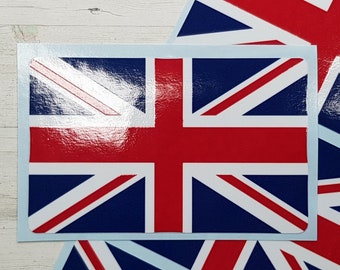 Union Jack Flag Sticker / United Kingdom Flag / Gloss or Matt / Waterproof / 86 x 54 mm / Mobile Phone Car Laptop Water Bottle Stickers