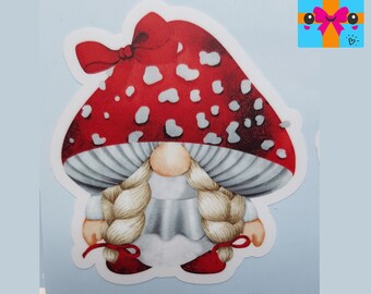 Kindle Gnome Stickers / Cute Gonk Stickers / Mushroom Gnomes / Gloss or Matte Waterproof Sticker