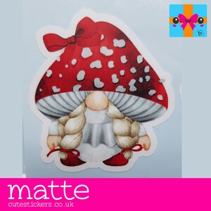 Gnome Stickers / Cute Gonk Stickers / Mushroom Gnomes / Gloss or Matte Waterproof Stickers / Mushroom Stickers
