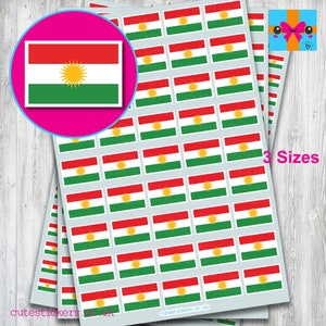 Kurdish Flag Stickers / Flag of Kurdistan Stickers / 3 sizes: 10mm x 7mm, 15mm x 10mm, 20mm x 14mm / Planner Project Diary Calendar