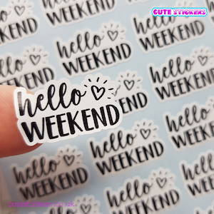 Hello Weekend Planner Stickers UK / 36 Functional Planner Stickers / British Stickers