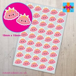 May include: A sheet of 50 stickers featuring a pink cartoon cloud with yellow lightning bolts and a crying face. The stickers are 19mm x 15mm.