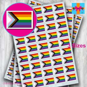 Inclusive Progress Pride Flag Stickers /  LGBTQ+ Stickers / 3 sizes: 10mm x 7mm, 15mm x 10mm, 20mm x 14mm / Event Planner Diary Calendar