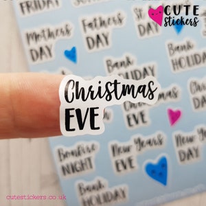Cute UK Holiday Planner Stickers Yearly Bank Holiday / Easter / Christmas / Halloween / New Year / Mothers Day / Fathers Day and more