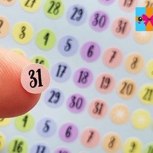 Date Dot Planner Stickers / Number Stickers / Date Dot Labels / 155 Date Dots / 25 Star Dot Stickers