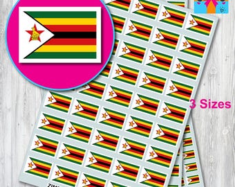 Zimbabwe Flag Vinyl Decals 2-Pack - 5x3 Inch UV Resistant Car Window Stickers