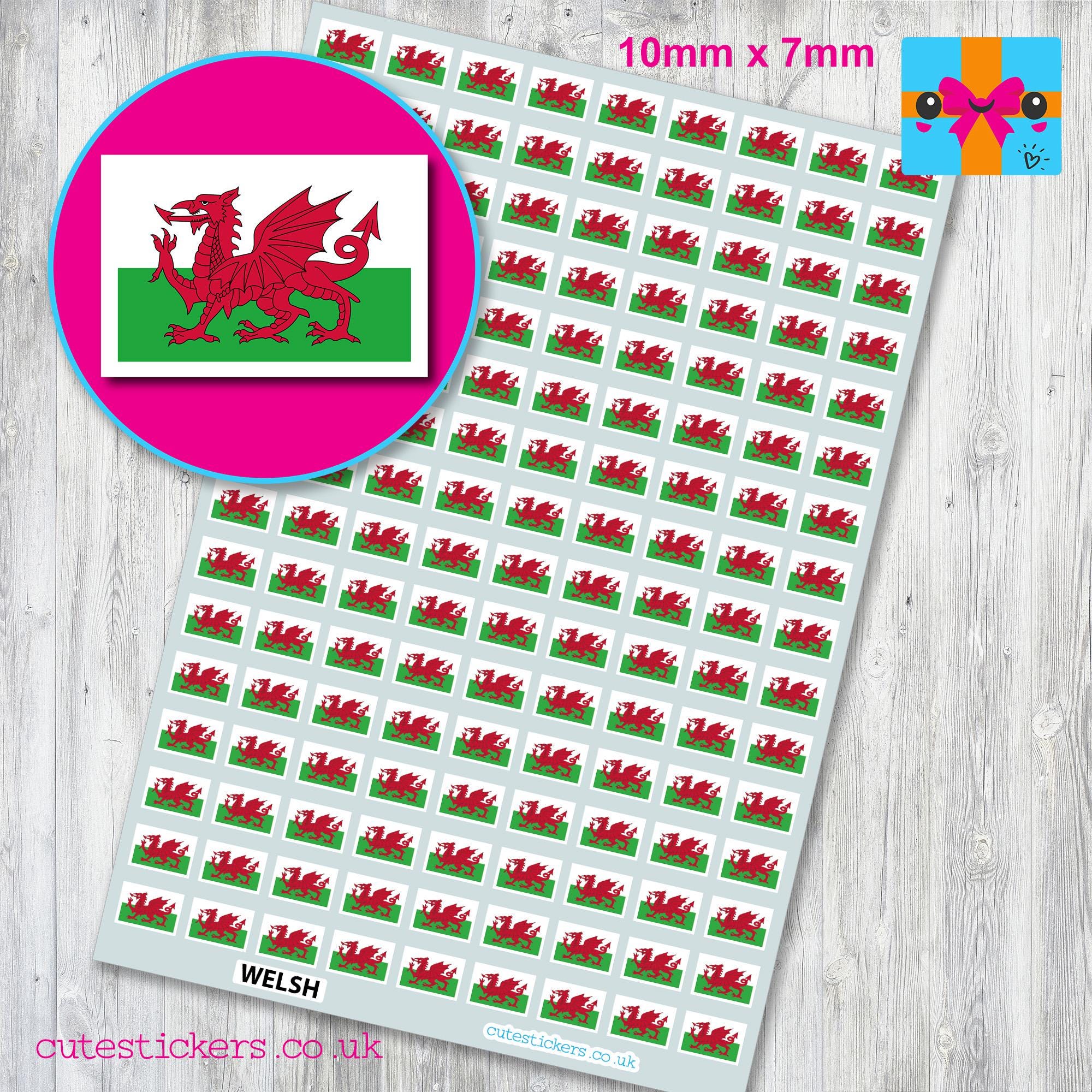 Welsh Wales Flag Stickers / 6 Sizes / Event Project Diary Calendar / Y ...
