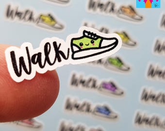 Walk Planner Stickers / Walking Tracker Reminder Stickers / Cute Kawaii Stickers / Diary, Calendar, Planner