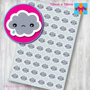 Bad Day Planner Stickers / 66 Cute Kawaii Sad Day Stickers / MINI Grey Cloud Stickers / Mood Tracker Planner Stickers / British Stickers