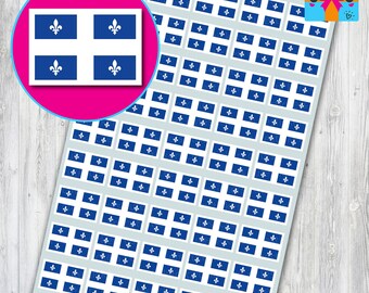 May include: A sheet of 100 small stickers featuring the flag of Quebec. Each sticker is 20mm x 14mm.