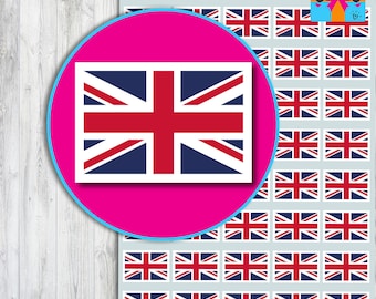 Union Jack Flag Stickers / United Kingdom UK Flag Sticker / 6 sizes / Diary Calendar Project