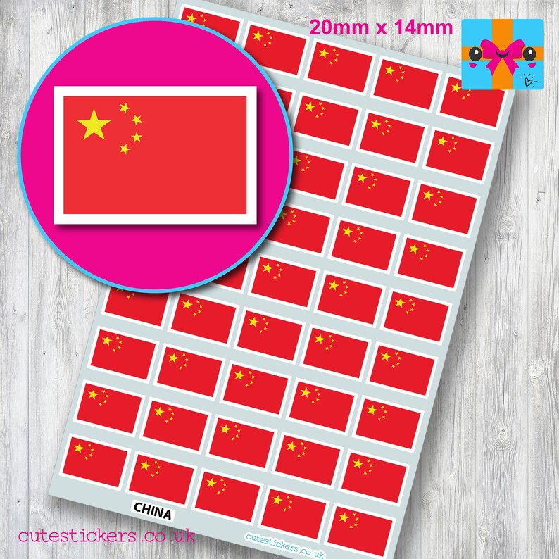China Chinese Flag Stickers / 3 Sizes: 10mm X 7mm, 15mm X 10mm, 20mm X ...