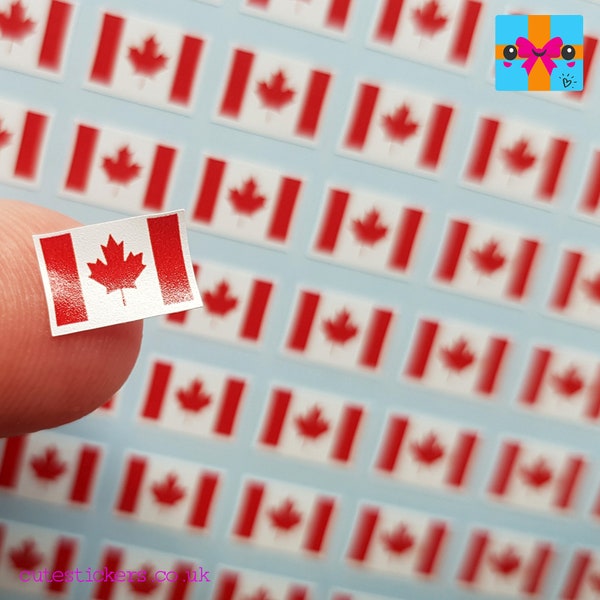 Canadian Flag Stickers / 144 Mini Stickers / 1cm Wide Canada Flag Stickers / Small Flag of Canada Stickers