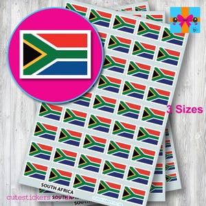 South Africa Flag Stickers / South African Flag Stickers / 3 Sizes 10mm x 7mm, 15mm x 10mm, 20mm x 14mm / Event Project Diary Calendar