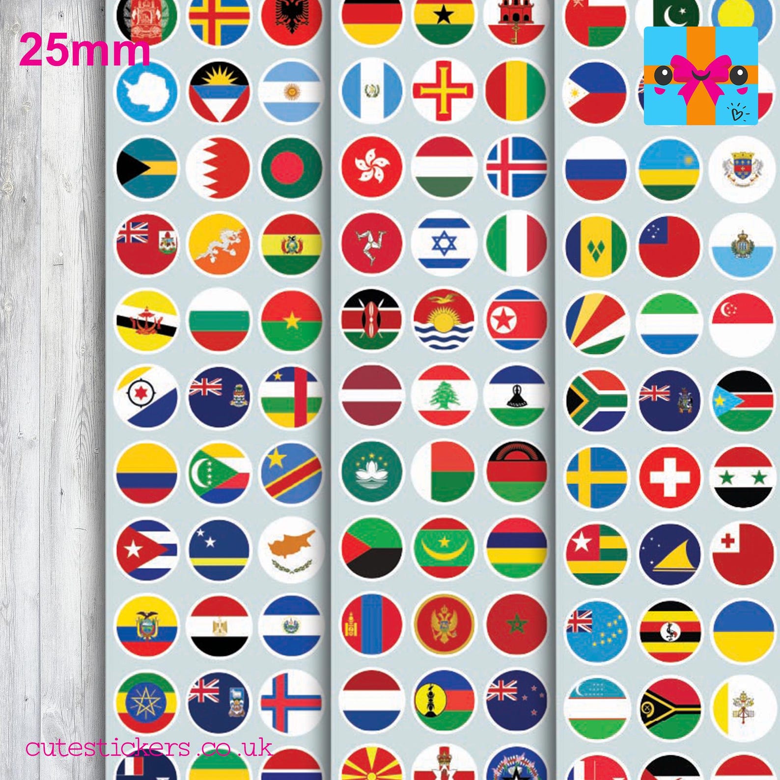254 ROUND Country Flags of the World Stickers / Country World Flag ...