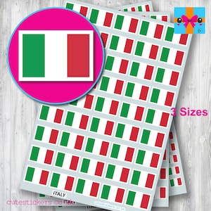 Italy Italian Flag Stickers /  3 sizes: 10mm x 7mm, 15mm x 10mm, 20mm x 14mm / Project Event Diary Calendar