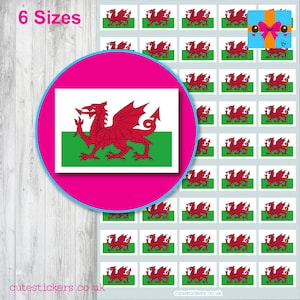 Welsh Wales Flag Stickers / 6 Sizes / Event Project Diary Calendar / Y Ddraig Goch