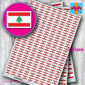Lebanon Flag Stickers / Lebanese Flag Stickers / 3 sizes: 10mm x 7mm, 15mm x 10mm, 20mm x 14mm / Planner Project Diary Calendar Stickers