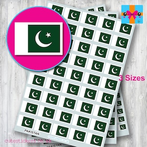Pakistan Flag Stickers /  3 sizes: 10mm x 7mm, 15mm x 10mm, 20mm x 14mm / Project Event Diary Calendar