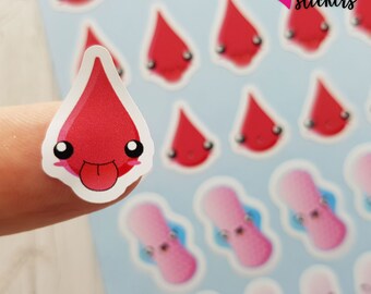 35 Period Tracker Planner Stickers / Cute Kawaii Stickers / Matte Vinyl UK Stickers for Diary / Planner / Bullet Journal