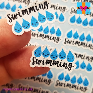 40 Swimming Planner Stickers / Cute Swimming Lesson Stickers / Swim Class Reminder Stickers
