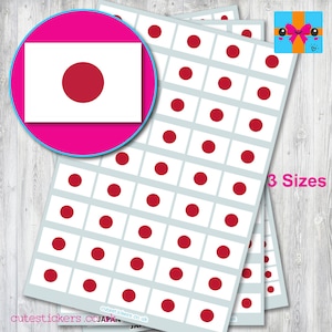 Japan Japanese Flag Stickers /  Small Japan Flag Stickers / 3 Sizes - 10mm x 7mm, 15mm x 10mm, 20mm x 14mm / Event Project Diary Calendar