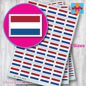Netherlands Flag Stickers / 3 Sizes - 10mm x 7mm, 15mm x 10mm & 20mm x 14mm / Event, Project, Calendar / Small Flag Stickers