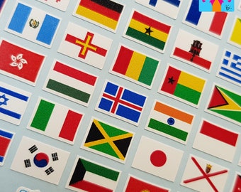 254 Flags of the World Stickers / World Flag Planner & Project Stickers / 3 Sizes - 10mm W x 7mm H - 17mm W x 11mm H - 37mm W x 25mm H