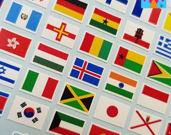 254 Flags of the World Stickers / Country Flag Stickers / 3 Sizes - 10mm W x 7mm H - 17mm W x 11mm H - 37mm W x 25mm H