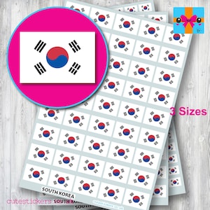 South Korea Korean Flag Stickers / Small Flag Stickers / 3 sizes: 10mm x 7mm, 15mm x 10mm, 20mm x 14mm / Event Diary Calendar Project