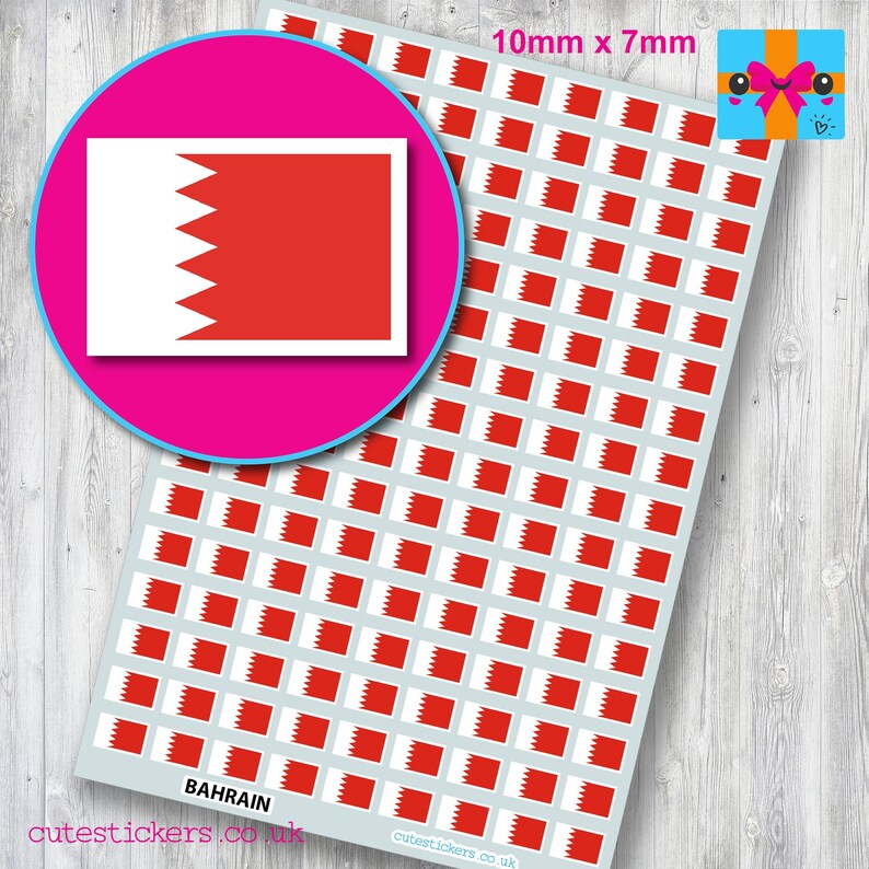 Bahrain Flag Stickers / Flag of Bahrain Stickers / 3 Sizes: 10mm X 7mm ...