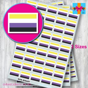 Non-Binary Flag Stickers /  LGBTQ+ Stickers / 3 sizes: 10mm x 7mm, 15mm x 10mm, 20mm x 14mm / Event Project Diary Calendar