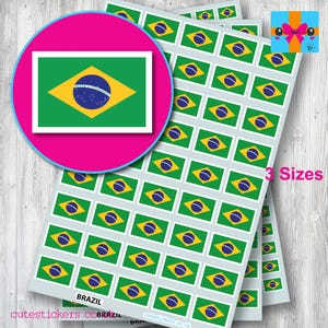 Brazil Brazilian Flag Stickers / Flag of Brazil Stickers /  3 sizes: 10mm x 7mm, 15mm x 10mm, 20mm x 14mm / Project Event Diary Calendar