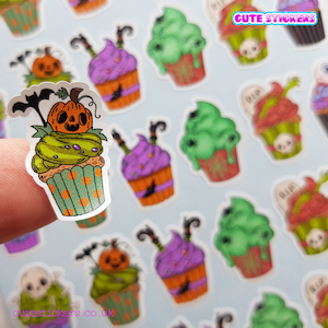 Halloween Cupcake Stickers / Cute Halloween Planner Stickers UK / Matte Vinyl British Stickers