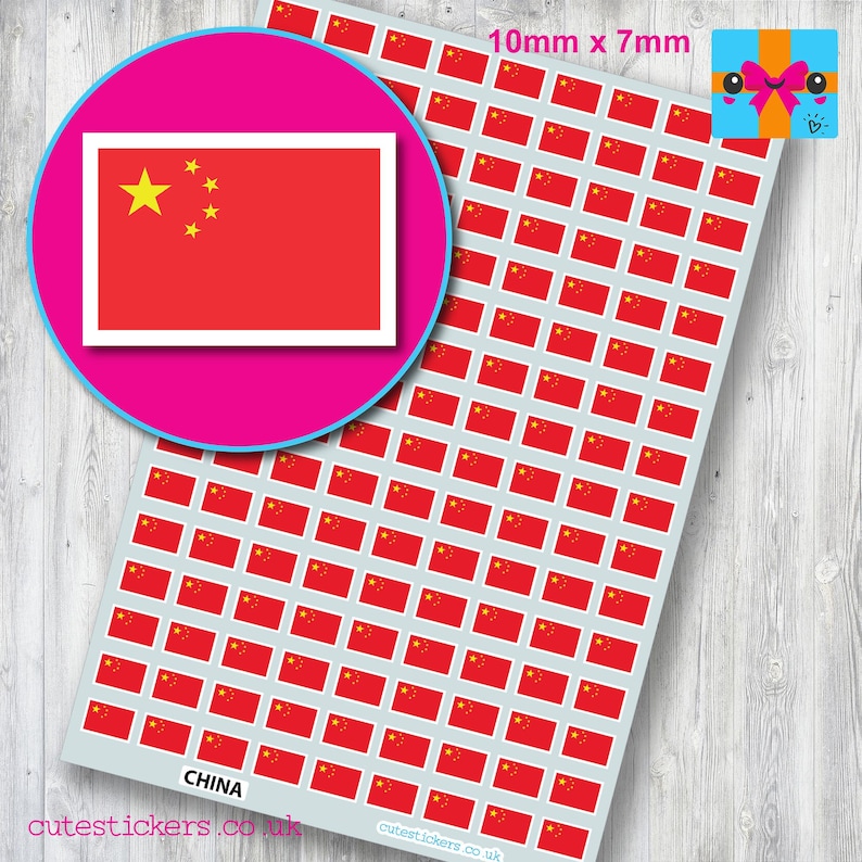 China Chinese Flag Stickers / 3 Sizes: 10mm X 7mm, 15mm X 10mm, 20mm X ...