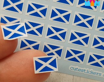 Mini Scottish Flag Stickers / 144 Stickers / 1cm Wide Scottish Flag Stickers / 72 Wavy and 72 Straight Scottish Flag Planner Stickers