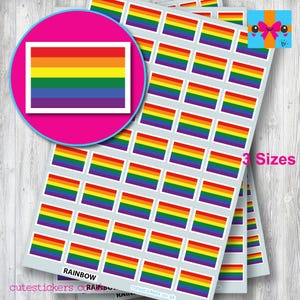 Rainbow Pride Flag Stickers LGBTQ+ / 3 sizes: 10mm x 7mm, 15mm x 10mm, 20mm x 14mm / Event Project Diary Calendar