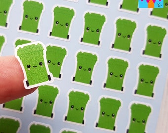 Green Bin Planner Stickers / Wheelie Bin Stickers / Green Bins / 42 Matte Vinyl Stickers