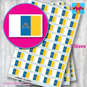 Canary Islands Flag Stickers / 3 Sizes Flag of Canary Islands 10mm x 7mm, 15mm x 10mm, 20mm x 14mm / Event Project Diary Calendar