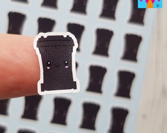 Black Bin Planner Stickers / Wheelie Bin Stickers / Black Bins / 42 Matte Vinyl Stickers