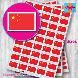 China Chinese Flag Stickers / 3 sizes: 10mm x 7mm, 15mm x 10mm, 20mm x 14mm / Diary Calendar Project Event / Small Flag Stickers